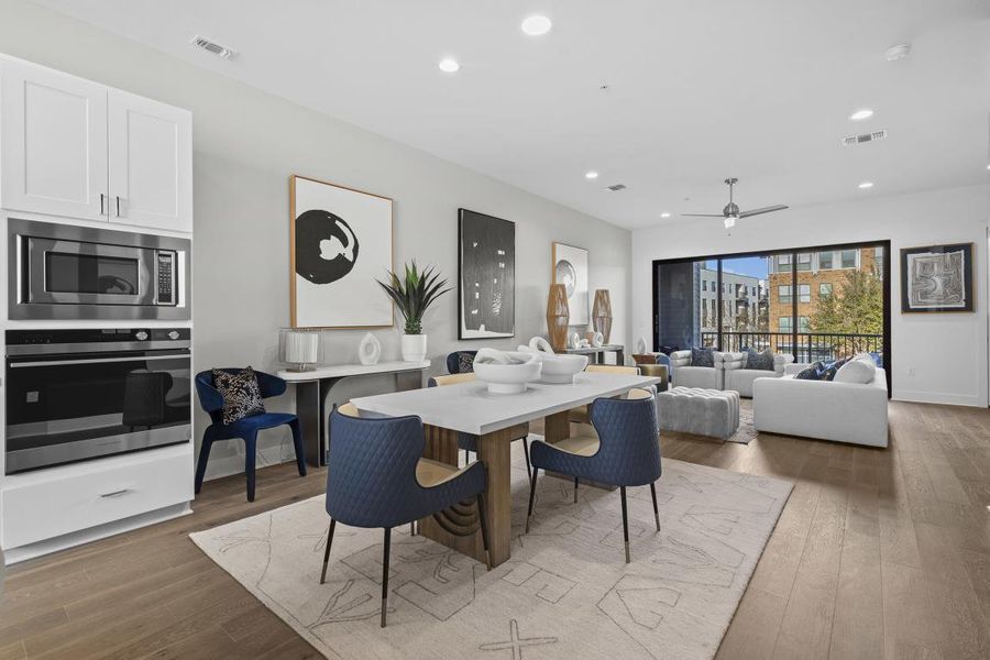 Furnished interior in a model home at Austin Modern Lofts at Mueller in Austin (Image 16). Furnished interior in a model home at Austin Modern Lofts at Mueller in Austin (Image 16).