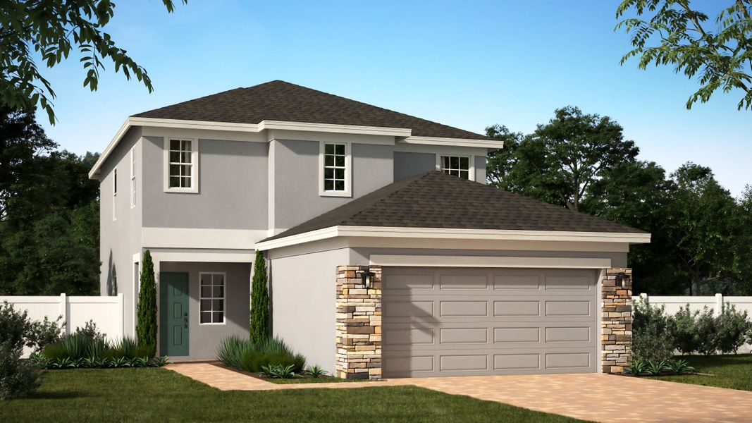 Front exterior of a home in the Horse Creek at Crosswinds community, located in Davenport, FL (Image 10).