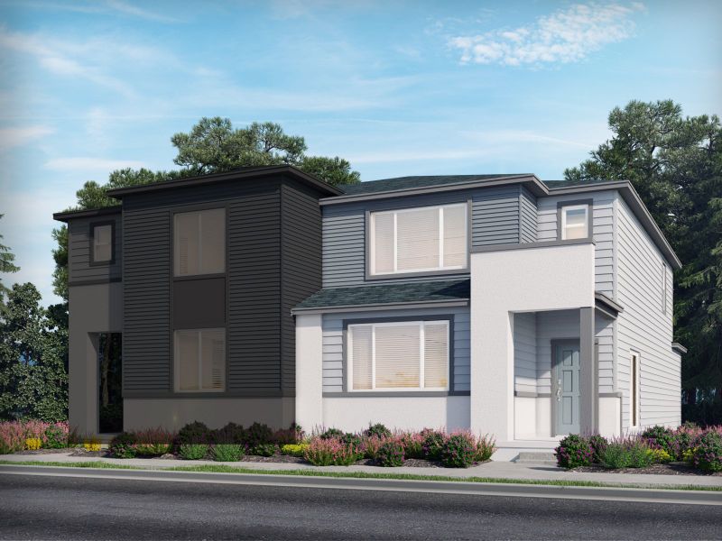 Front exterior of a home in the York Station community, located in Thornton, CO (Image 3).