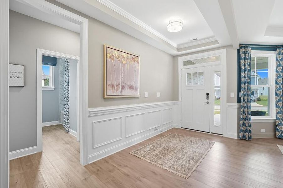 Furnished interior in a model home at Carrington in Stanley (Image 39).