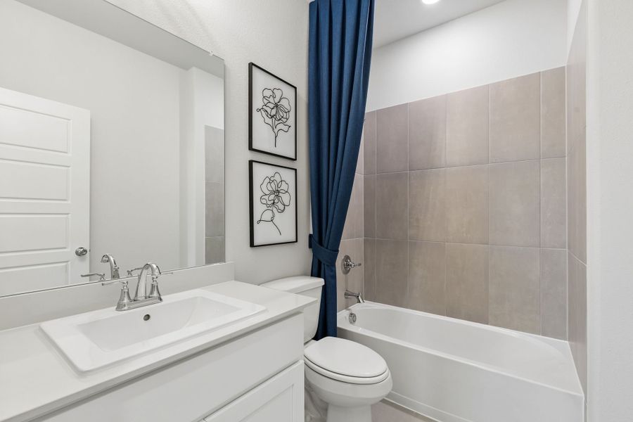 Bathroom in a Madero New Winters Model in Haslet TX by Trophy Signature Homes