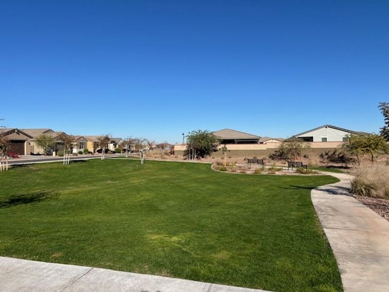 A spacious green park with pathways in Copper Ridge - Classic Series by Meritage Homes (Maricopa, AZ). A spacious green park with pathways in Copper Ridge - Classic Series by Meritage Homes (Maricopa, AZ).