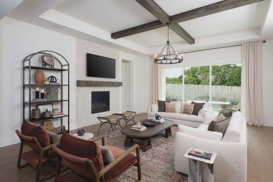 Furnished interior in a model home at Sunday Creek at Kinder Ranch in San Antonio (Image 9).