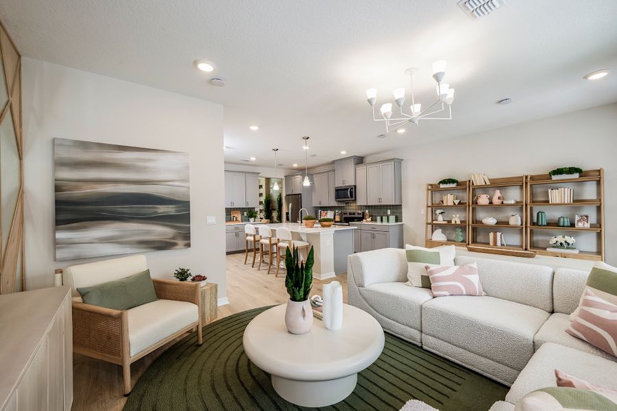 Furnished interior in a model home at Aulin Square in Oviedo (Image 11).