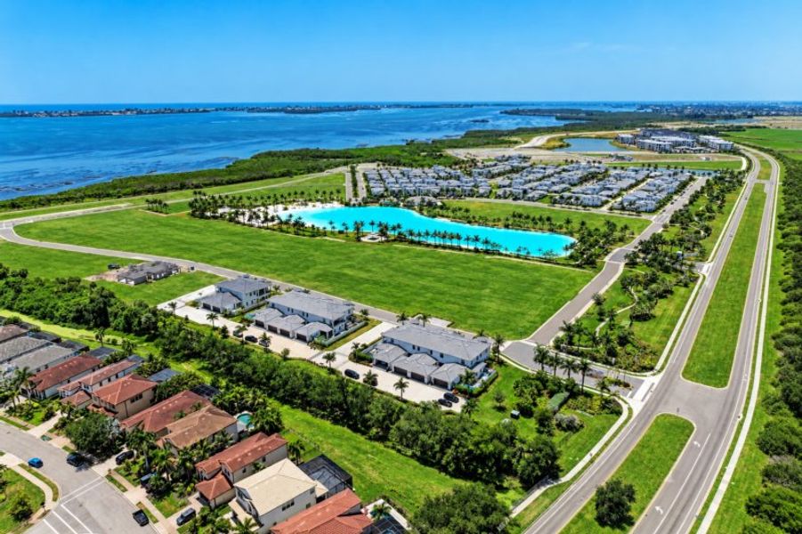 Aerial view of the Aqua community in Bradenton, FL, showing layout and nearby surroundings (Image 14).