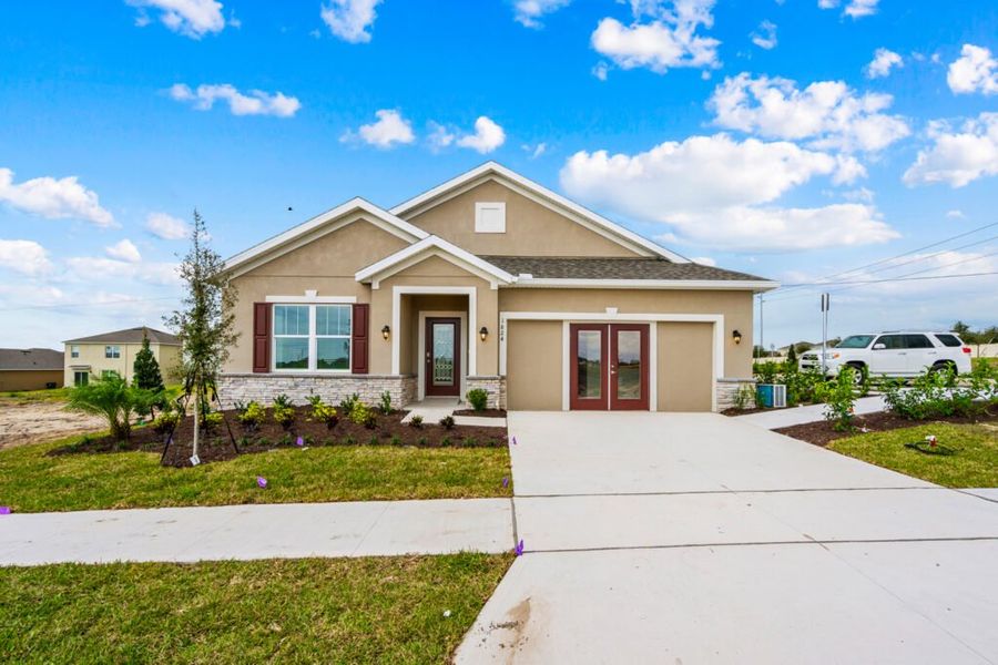Front exterior of a home in the Eden Hills community, located in Lake Alfred, FL (Image 4). Front exterior of a home in the Eden Hills community, located in Lake Alfred, FL (Image 4).