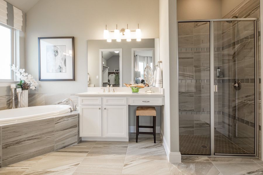 Furnished interior in a model home at Oaks at San Gabriel in Georgetown (Image 23).