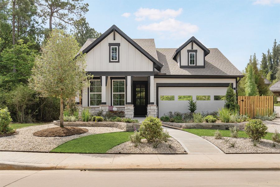 Front exterior of a home in the COLTON - Reserve Collection community, located in Montgomery, TX (Image 1). Front exterior of a home in the COLTON - Reserve Collection community, located in Montgomery, TX (Image 1).