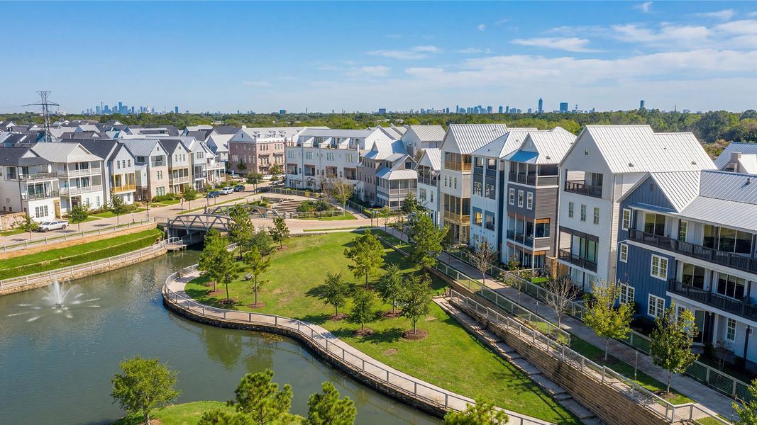 Aerial view of the Kolbe Farms community in Houston, TX, showing layout and nearby surroundings (Image 17).