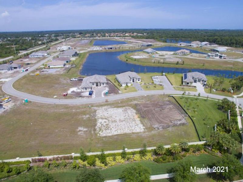 Aerial view of the Bent Pine Preserve community in Vero Beach, FL, showing layout and nearby surroundings (Image 37).