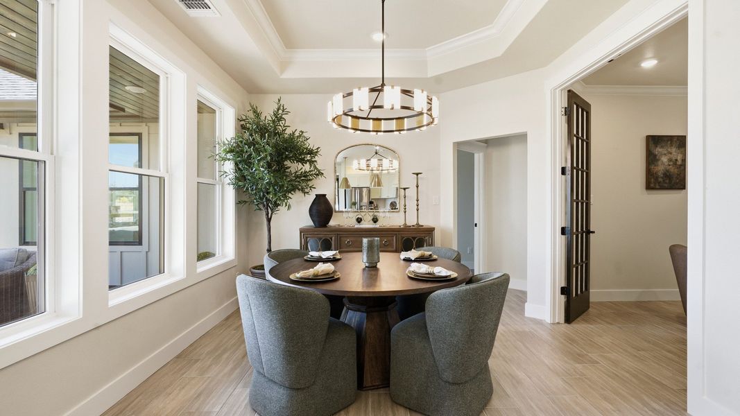 Furnished interior in a model home at Lakeside at Millican Reserve in College Station (Image 15). Furnished interior in a model home at Lakeside at Millican Reserve in College Station (Image 15).