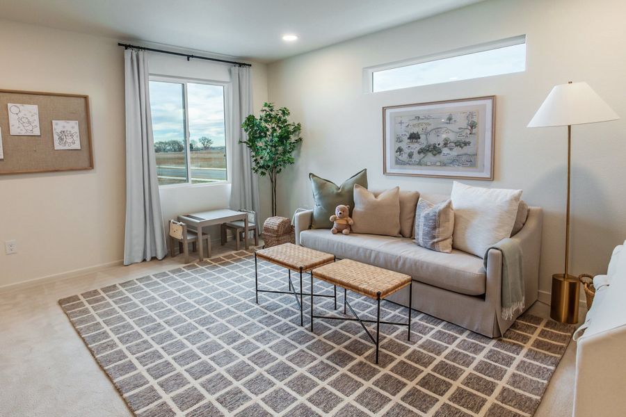 Furnished interior in a model home at Granary Trailblazer Collection - Single Family Homes in Johnstown (Image 8). Furnished interior in a model home at Granary Trailblazer Collection - Single Family Homes in Johnstown (Image 8).