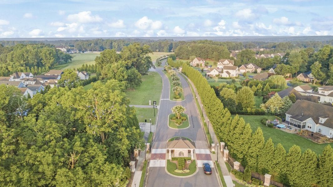Aerial view of the Watson at Flowers Plantation community in Clayton, NC, showing layout and nearby surroundings (Image 18).