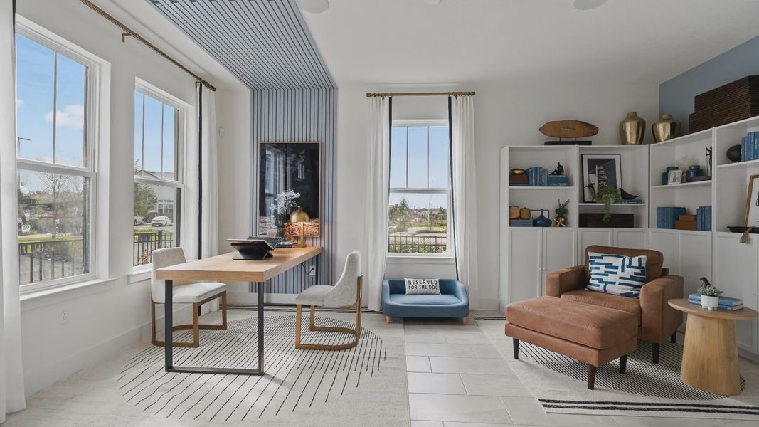 Cozy living at Parkview at Hamlin + a flex space in the Lantana model—perfect for a study or creative space.