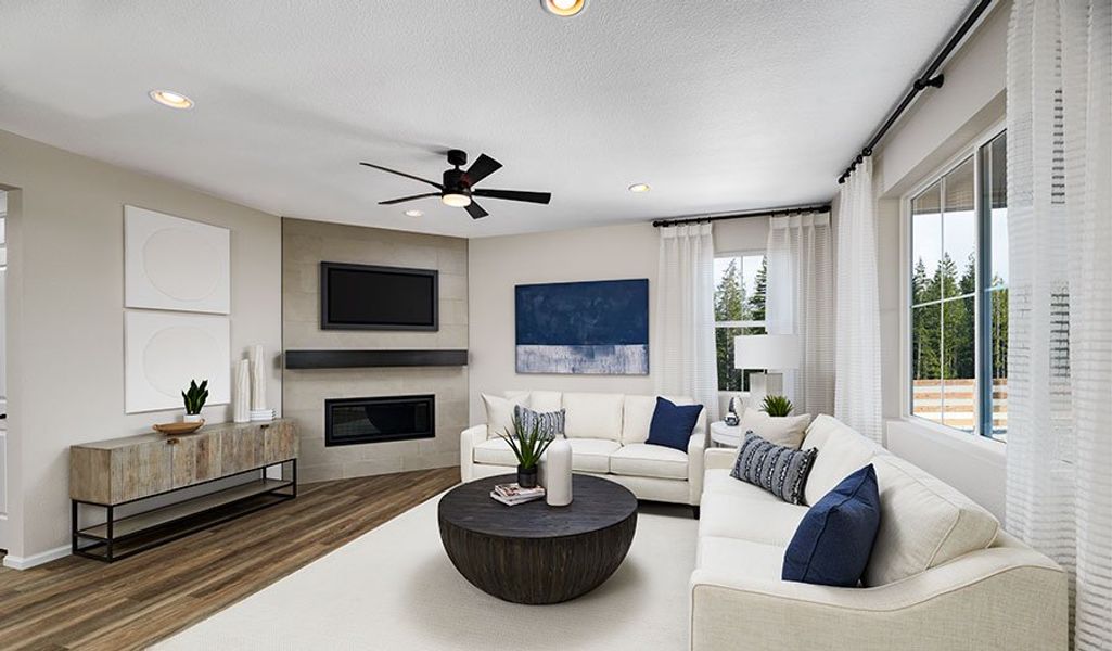 Furnished interior in a model home at Daybreak at The Aurora Highlands in Aurora (Image 51). Furnished interior in a model home at Daybreak at The Aurora Highlands in Aurora (Image 51).