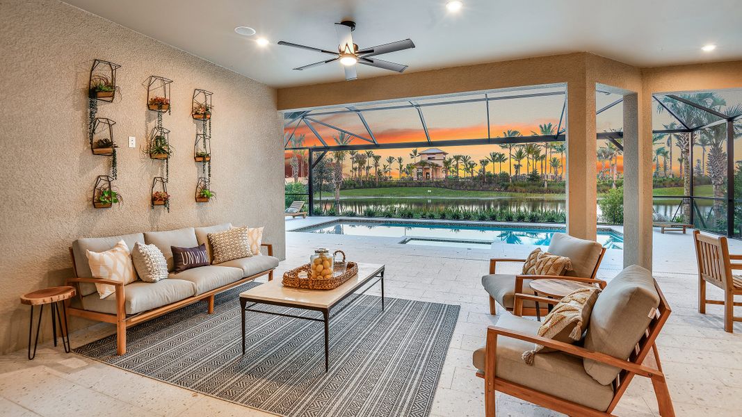 Furnished interior in a model home at Esplanade by the Islands in Naples (Image 68).
