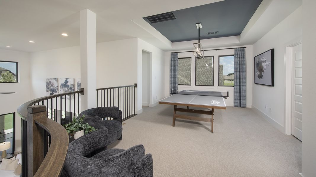 Furnished interior in a model home at Eldorado At Santa Rita Ranch 60' in Liberty Hill (Image 13). Furnished interior in a model home at Eldorado At Santa Rita Ranch 60' in Liberty Hill (Image 13).