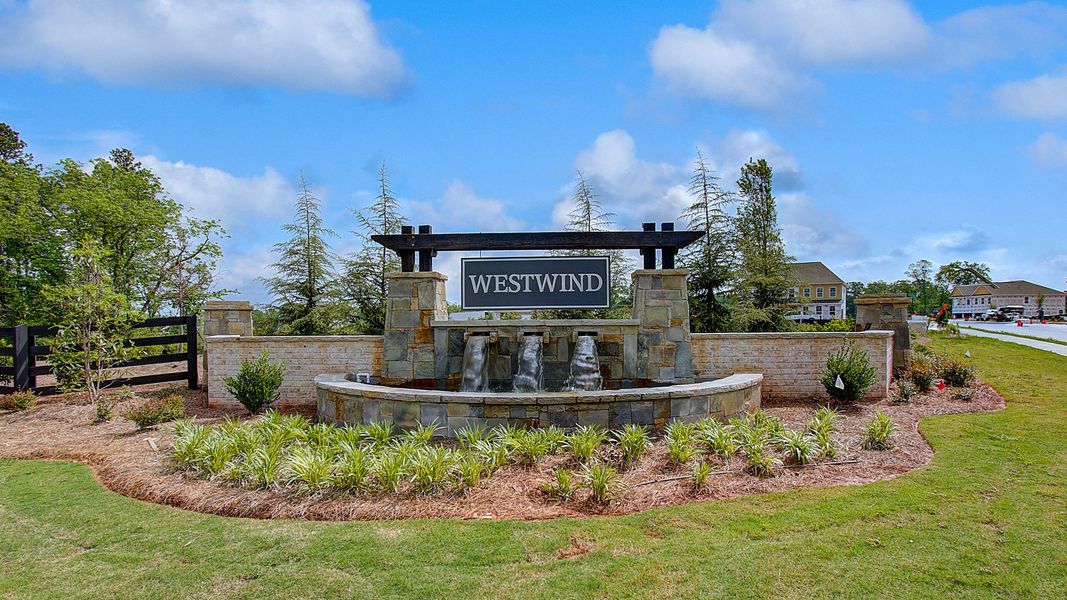 Entrance to the Westwind Estates community in Hampton, GA, featuring signage and landscaping (Image 1). Entrance to the Westwind Estates community in Hampton, GA, featuring signage and landscaping (Image 1).