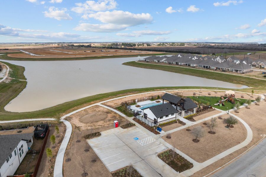Aerial view of the Oakwood Estates community in Waller, TX, showing layout and nearby surroundings (Image 8). Aerial view of the Oakwood Estates community in Waller, TX, showing layout and nearby surroundings (Image 8).