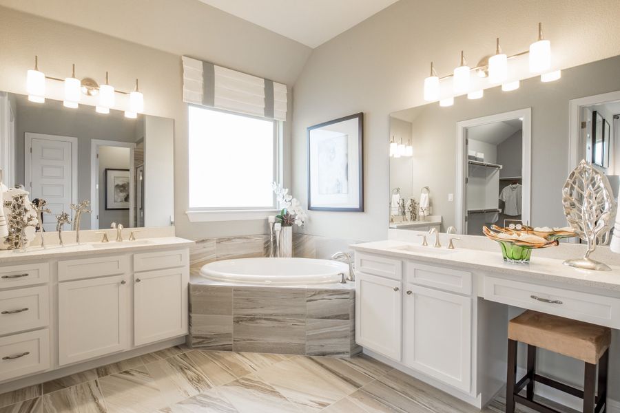 Furnished interior in a model home at Oaks at San Gabriel in Georgetown (Image 22).