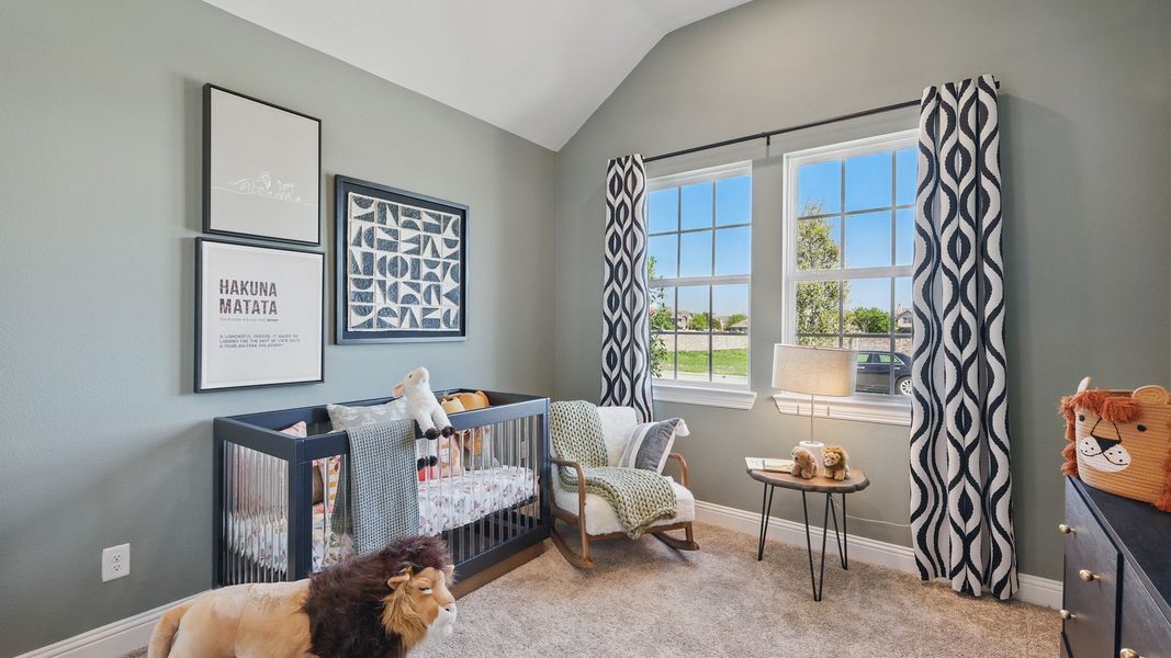 Exquisite nursery with elegant artwork, plush carpet, and expansive windows in Green Oaks Preserve. Exquisite nursery with elegant artwork, plush carpet, and expansive windows in Green Oaks Preserve.