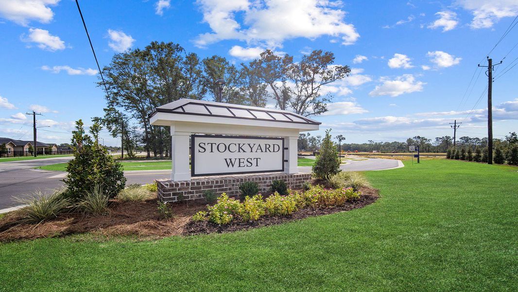 Entrance to the Stockyard community in Statesboro, GA, featuring signage and landscaping (Image 1).