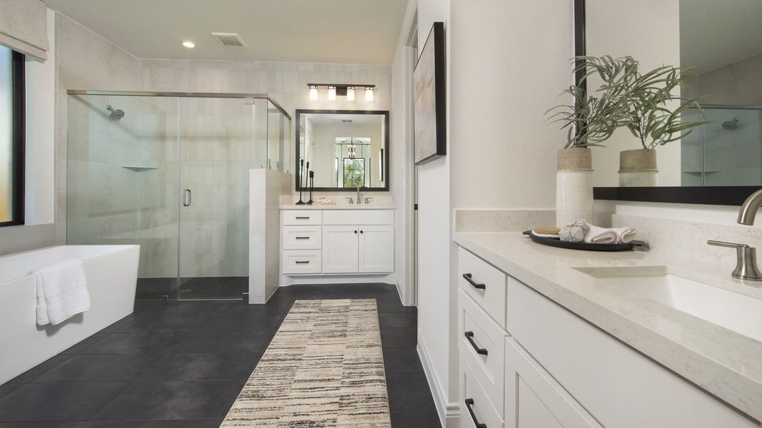 Furnished interior in a model home at Woodside 47' in Georgetown (Image 9).