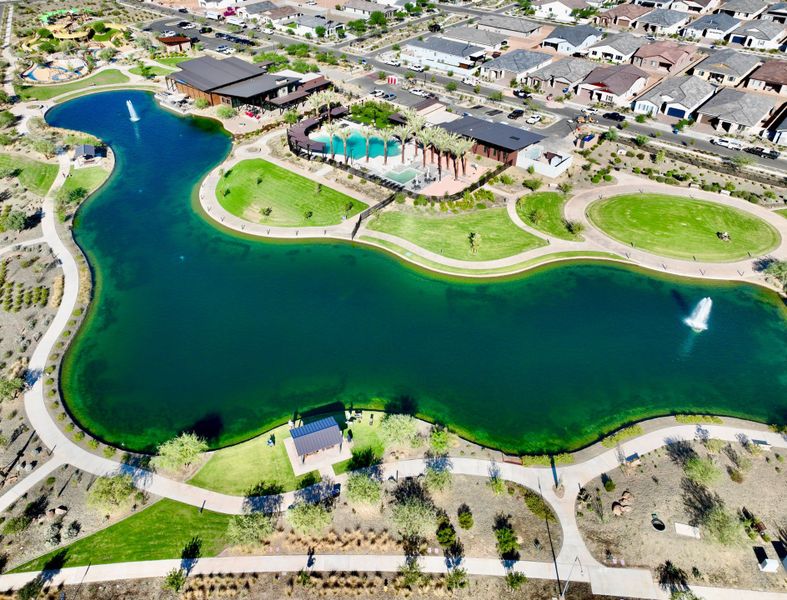 Aerial view of the Blossom Rock community in Apache Junction, AZ, showing layout and nearby surroundings (Image 9). Aerial view of the Blossom Rock community in Apache Junction, AZ, showing layout and nearby surroundings (Image 9).