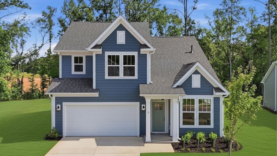 Exclusive DRB Homes exterior with balanced proportions and vibrant curb appeal at the Barton Hollow community