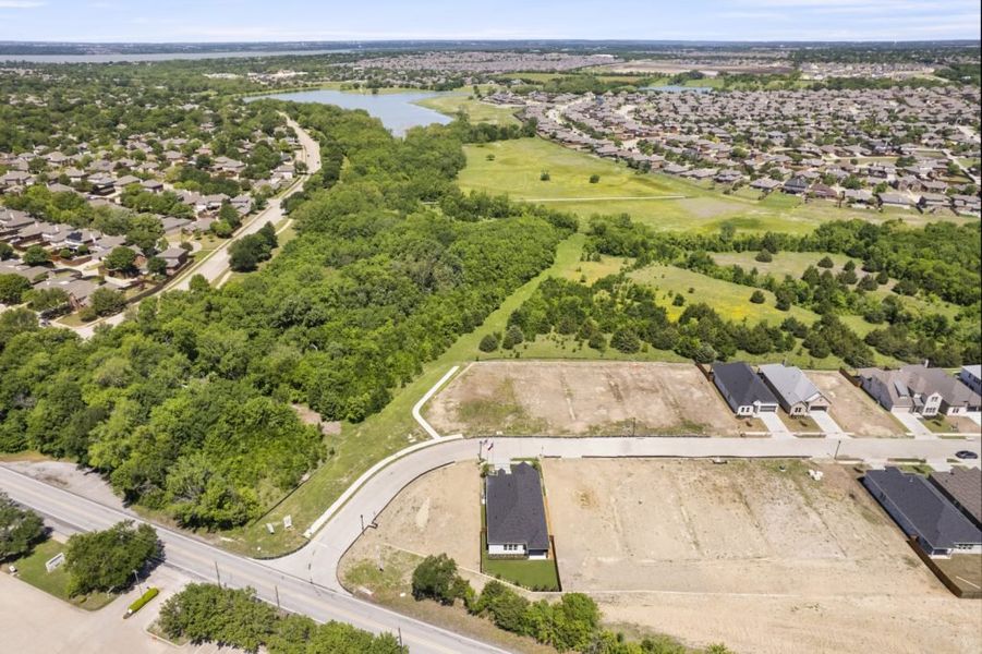 Aerial view of the The Highlands community in Rockwall, TX, showing layout and nearby surroundings (Image 12). Aerial view of the The Highlands community in Rockwall, TX, showing layout and nearby surroundings (Image 12).