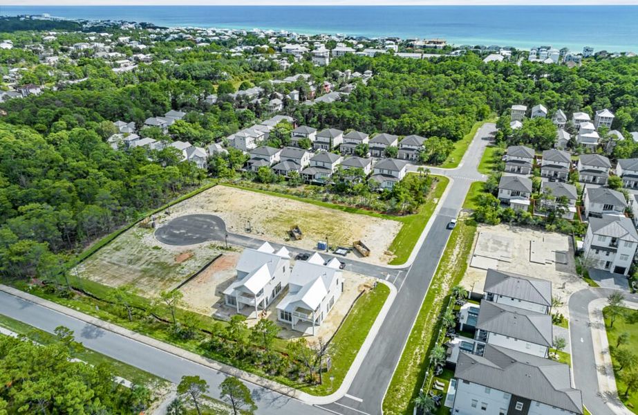 Aerial view of the Pearl Place community in Santa Rosa Beach, FL, showing layout and nearby surroundings (Image 4).