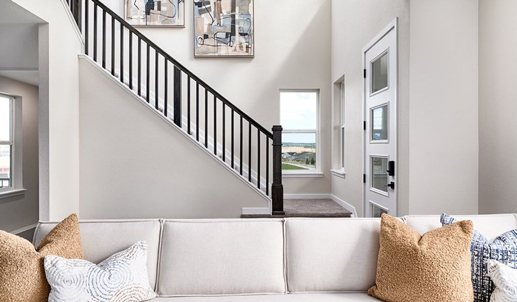 Furnished interior in a model home at The Duos at Looking Glass in Parker (Image 39). Furnished interior in a model home at The Duos at Looking Glass in Parker (Image 39).
