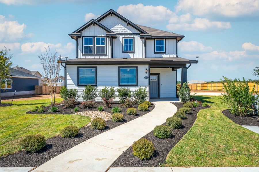 Front exterior of a home in the Cascade community, located in Liberty Hill, TX (Image 4). Front exterior of a home in the Cascade community, located in Liberty Hill, TX (Image 4).