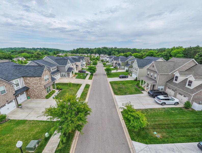 Aerial view of the Ivey Farms - The Vintage Collection community in Farragut, TN, showing layout and nearby surroundings (Image 16). Aerial view of the Ivey Farms - The Vintage Collection community in Farragut, TN, showing layout and nearby surroundings (Image 16).