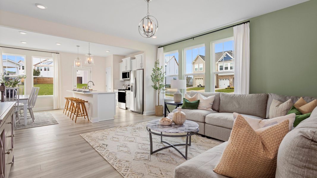 Furnished interior in a model home at Essex Townes in Franklinton (Image 6). Furnished interior in a model home at Essex Townes in Franklinton (Image 6).