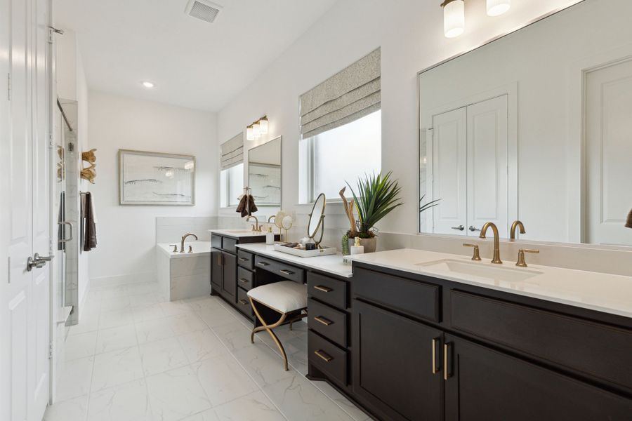 Furnished interior in a model home at Painted Tree Lakeside in McKinney (Image 41).
