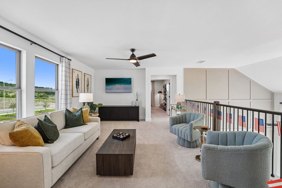 Furnished interior in a model home at Saddle Ridge at Wildhorse Ranch in Manor (Image 35).