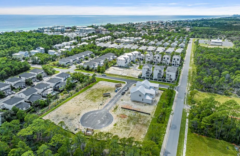 Aerial view of the Pearl Place community in Santa Rosa Beach, FL, showing layout and nearby surroundings (Image 5).