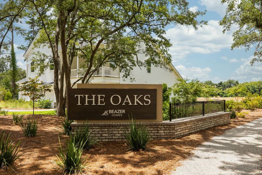Entrance to the The Oaks community in Goose Creek, SC, featuring signage and landscaping (Image 1).