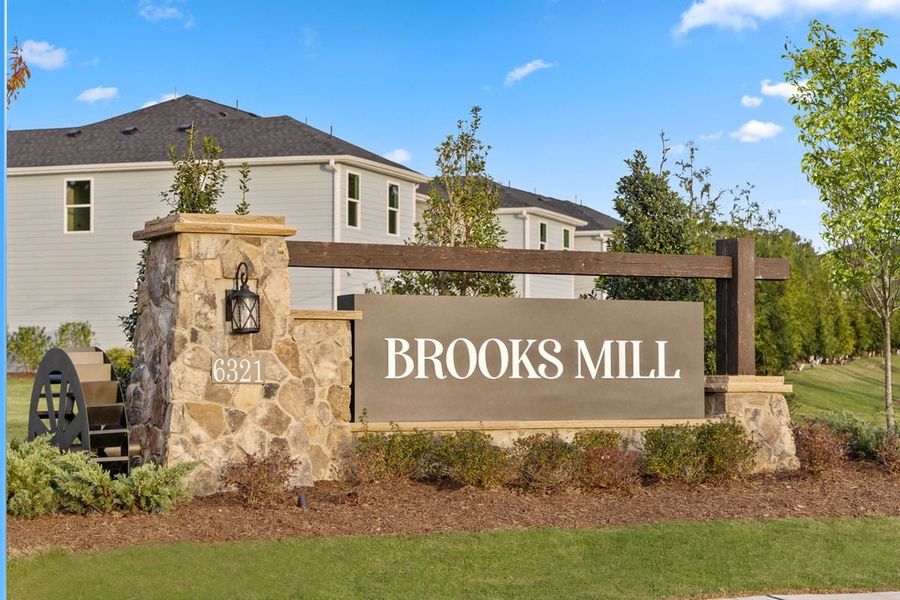 Entrance to the Brooks Mill - Edge Series community in Durham, NC, featuring signage and landscaping (Image 2). Entrance to the Brooks Mill - Edge Series community in Durham, NC, featuring signage and landscaping (Image 2).