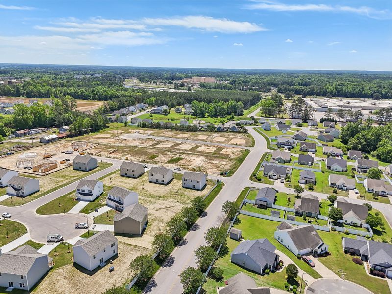 A group of houses in a neighborhood.