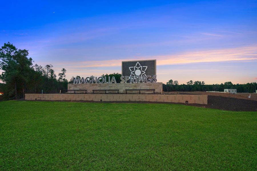 Entrance to the Magnolia Springs community in Montgomery, TX, featuring signage and landscaping (Image 13). Entrance to the Magnolia Springs community in Montgomery, TX, featuring signage and landscaping (Image 13).