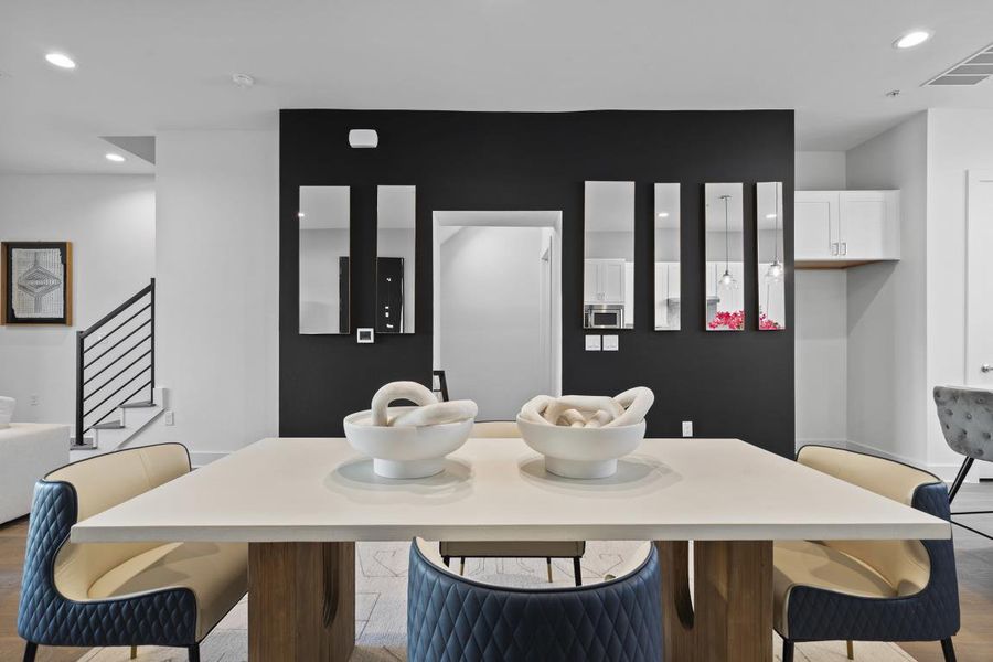 Furnished interior in a model home at Austin Modern Lofts at Mueller in Austin (Image 17). Furnished interior in a model home at Austin Modern Lofts at Mueller in Austin (Image 17).