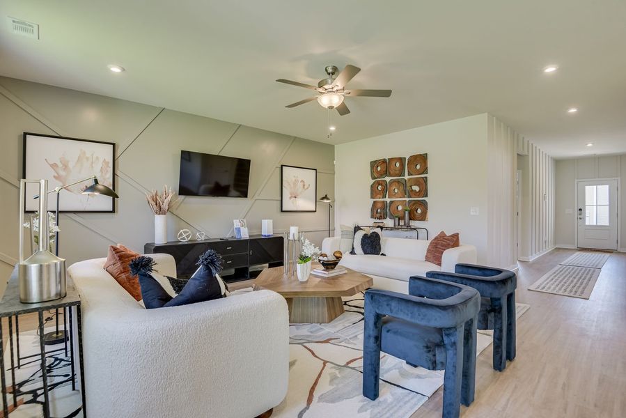 Furnished interior in a model home at Providence at Trolley Run Station in Aiken (Image 19). Furnished interior in a model home at Providence at Trolley Run Station in Aiken (Image 19).
