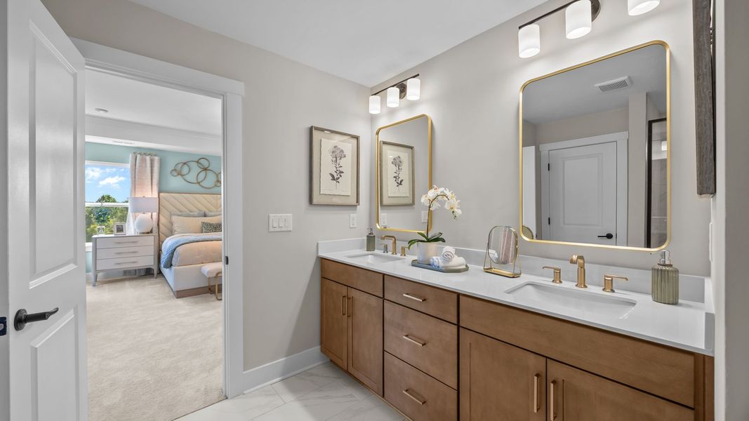 Furnished interior in a model home at Farms at Bellingham in Mooresville (Image 28).