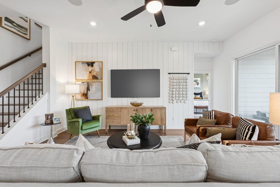 Furnished interior in a model home at Sunfield in Buda (Image 10).