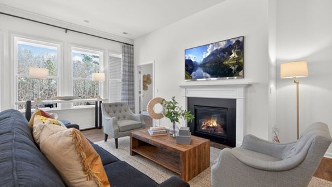 Furnished interior in a model home at The Villas at Galvins Ridge in Sanford (Image 32).