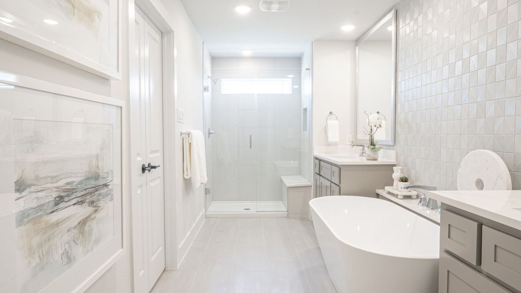 Furnished interior in a model home at The Abbey at Mercer Crossing in Farmers Branch (Image 15).