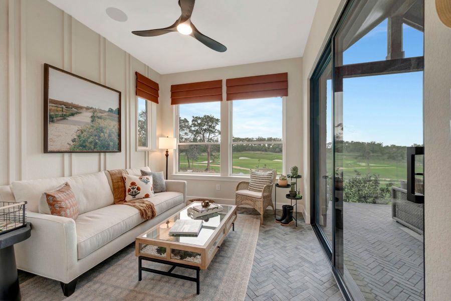 Furnished interior in a model home at Kissing Tree – Spruce Series in San Marcos (Image 10).