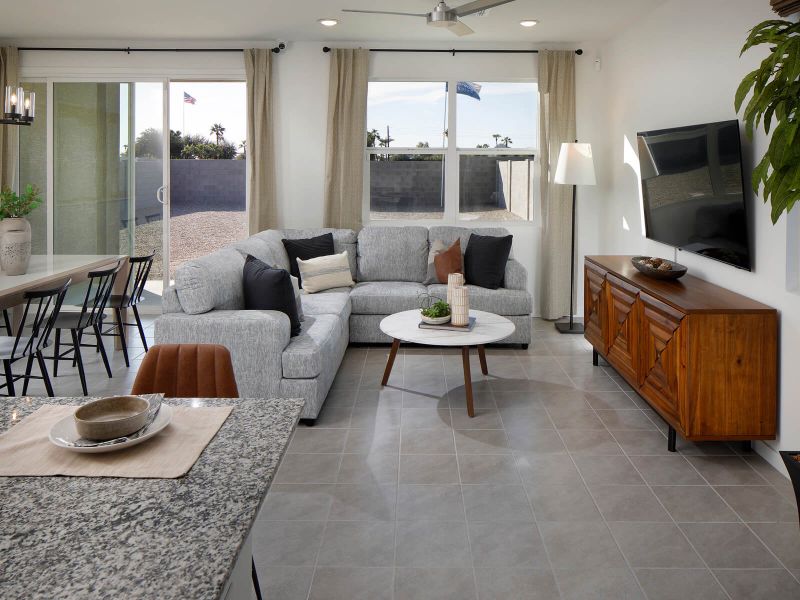 Living room in the Leslie floorplan